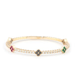 Mix Stone Clover Bracelet | Mix 14k Gold Bangle