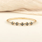 Black Onyx Clover Bracelet | Mix 14k Gold Bangle