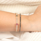 Mix Stone Clover Bracelet | Mix 14k Gold Bangle