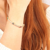 Mix Stone Clover Bracelet | Mix 14k Gold Bangle