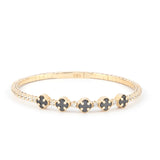 Black Onyx Clover Bracelet | Mix 14k Gold Bangle