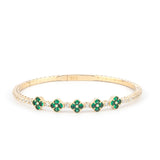 Emerald Gold Clover Bracelet | Mix 14k Gold Bangle