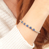 5 Sapphire Clover 14K Gold Tennis Bracelet with Moissanite