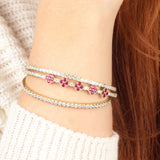 5 Ruby Clover 14K Gold Tennis Bracelet