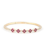 5 Ruby Clover 14K Gold Tennis Bracelet