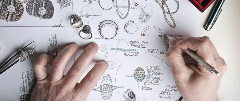 A detailed sketch of jewelry designs by MyJewelist, showcasing the intricate craftsmanship behind every custom piece.