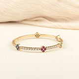 Mix Stone Clover Bracelet | Mix 14k Gold Bangle