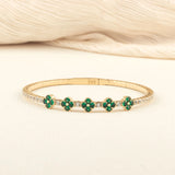 Emerald Gold Clover Bracelet | Mix 14k Gold Bangle