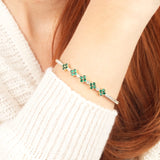 Emerald Gold Clover Bracelet | Mix 14k Gold Bangle