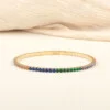 14K Gold Tennis Bracelet with Multicolor Stones and Flexible Titanium Band