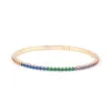 14K Gold Tennis Bracelet with Multicolor Stones and Flexible Band