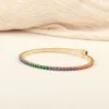 14K Gold Tennis Bracelet with Multicolor Stones and Titanium Band