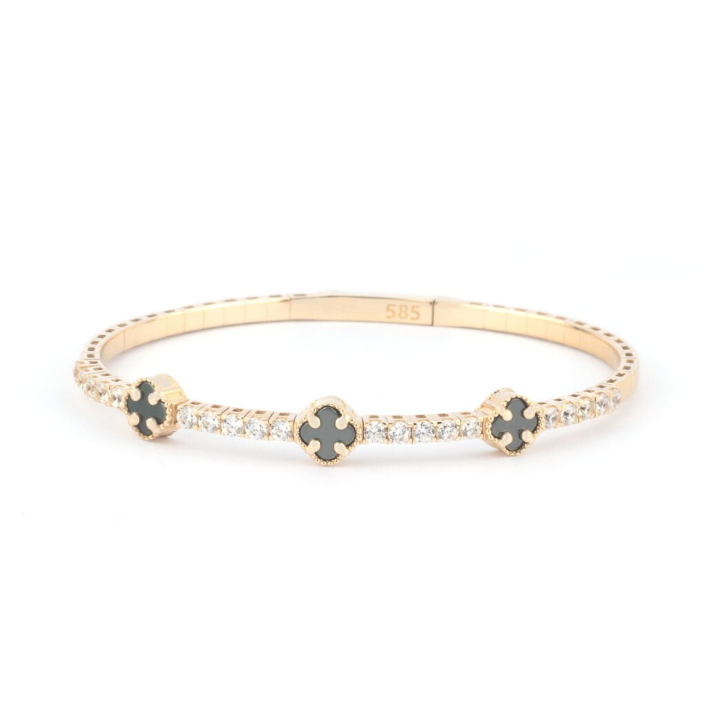 Khaki Clover 14K Gold Tennis Bracelet product view